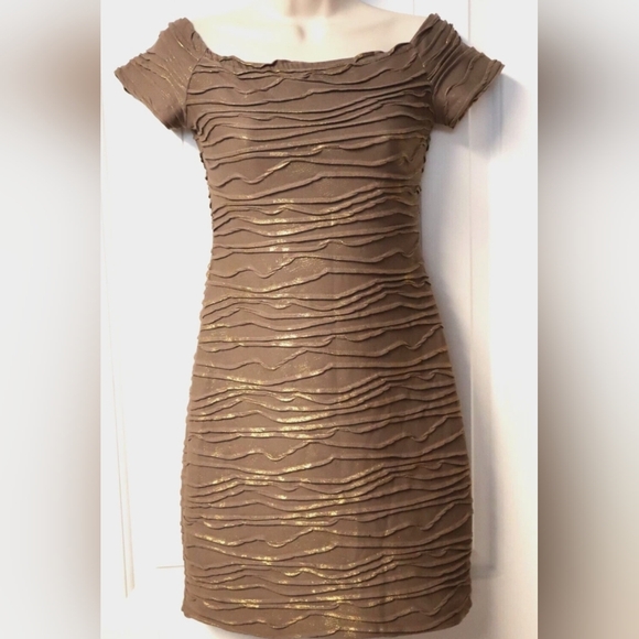 Brat Star Brown Mini Dress with Gold Accents - Picture 1 of 2